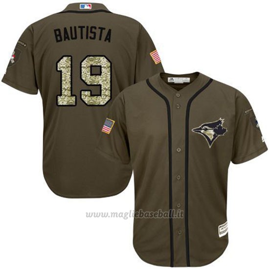 Maglia Baseball Uomo Toronto Blue Jays Majestic 19 Kris Bryant Salute To Service Olive